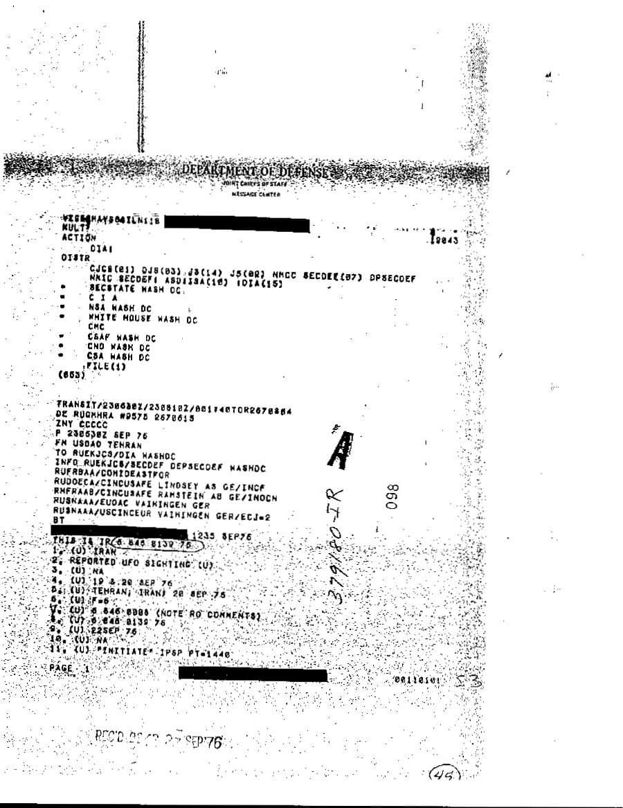 Defense Intelligence Agency Report on Tehran Incident