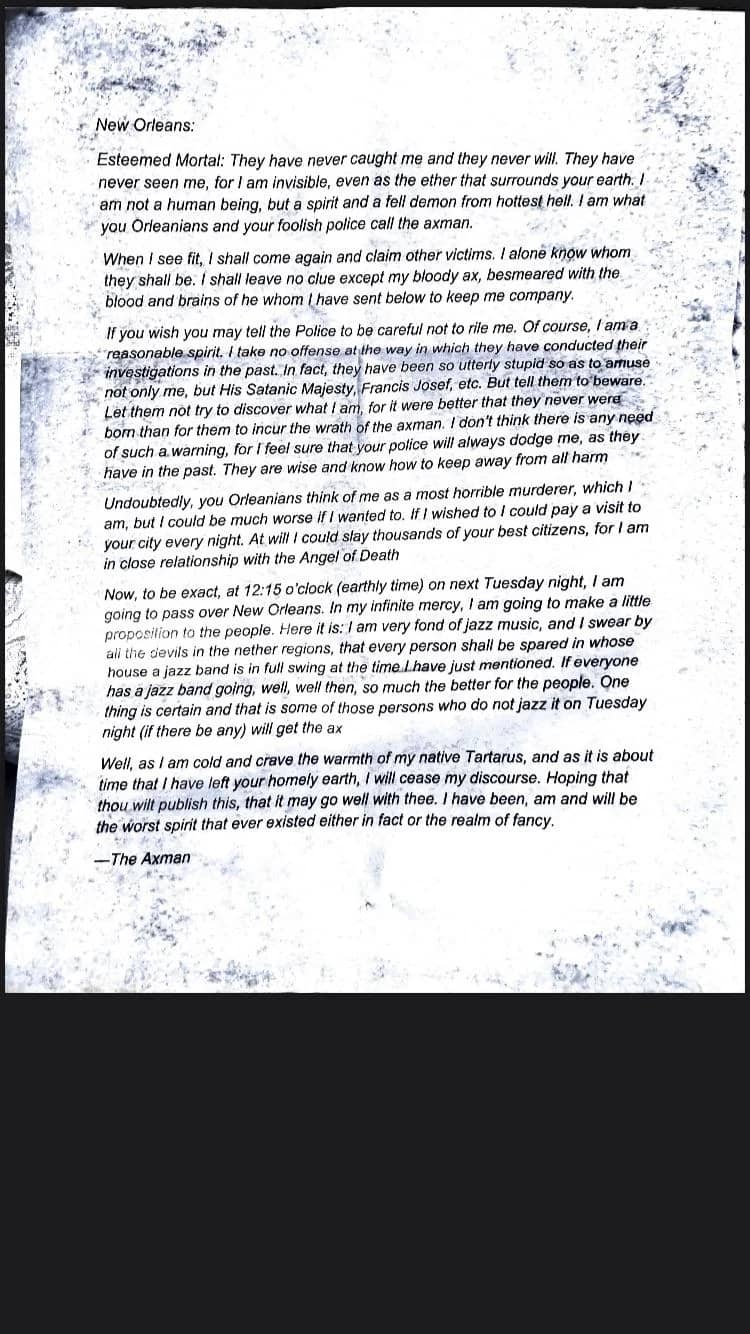 The Hell Demon Letter to New Orleans Newspapers