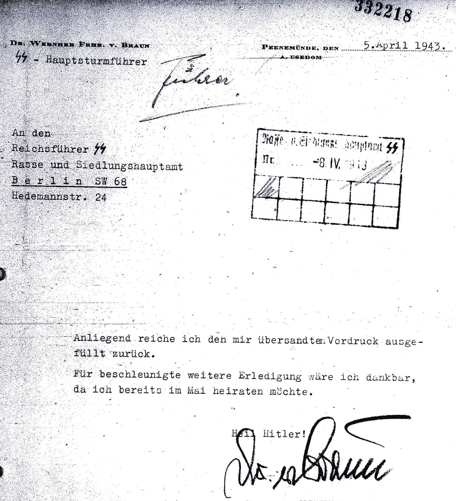 Wernher von Braun SS Personnel File