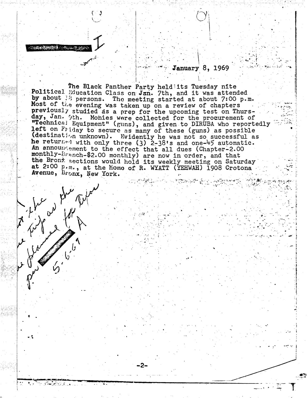 Black Panther Party Infiltration Records