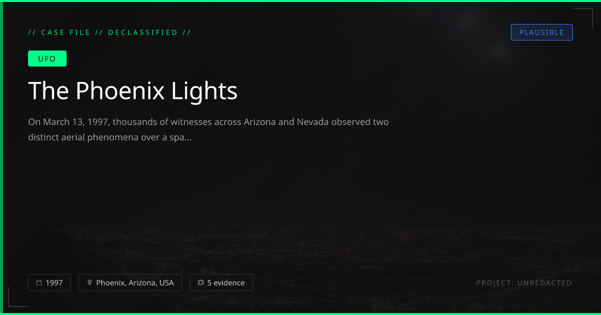 The Phoenix Lights (1997) — UFO sighting Explained | Project Unredacted